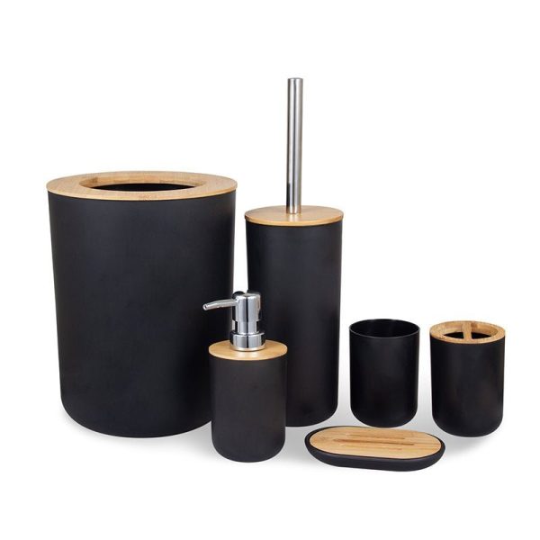 Bathroom Accessories Bamboo Bathroom Set (6Pc) - Living Simply House