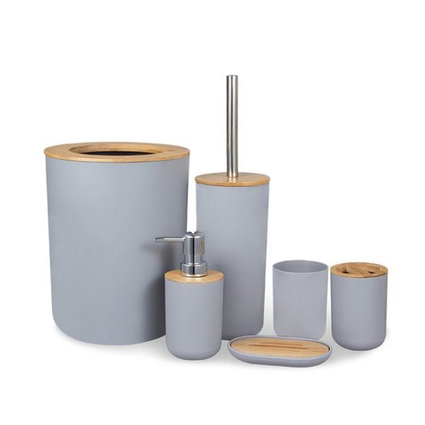 Bathroom Accessories Bamboo Bathroom Set (6Pc) - Living Simply House