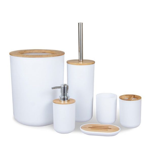 Bathroom Accessories Bamboo Bathroom Set (6Pc) - Living Simply House