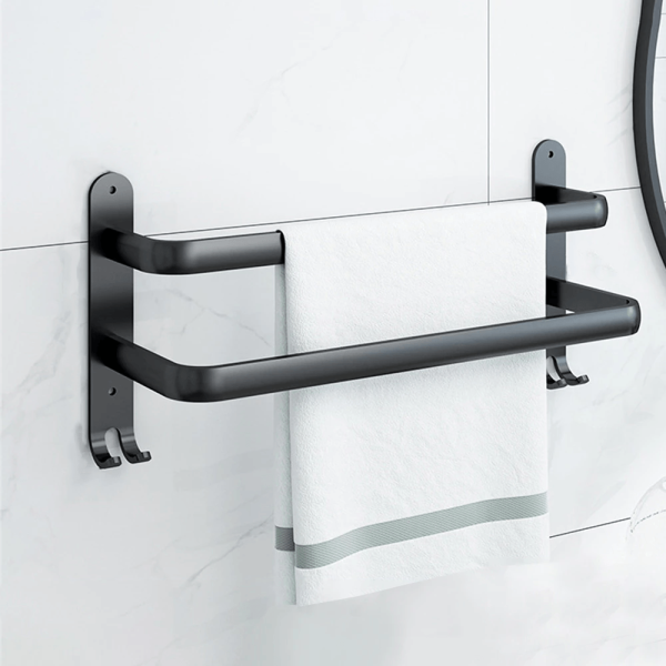 Bathroom Accessories Black Metal Bathroom Towel Rail - Living Simply House