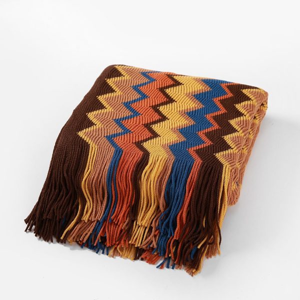 Blankets and Throws Bohemian Knitted Striped Blanket - Living Simply House