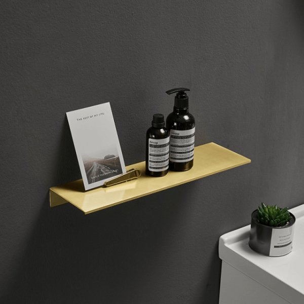 Shelving Brushed Aluminum Bathroom Shelves - Living Simply House