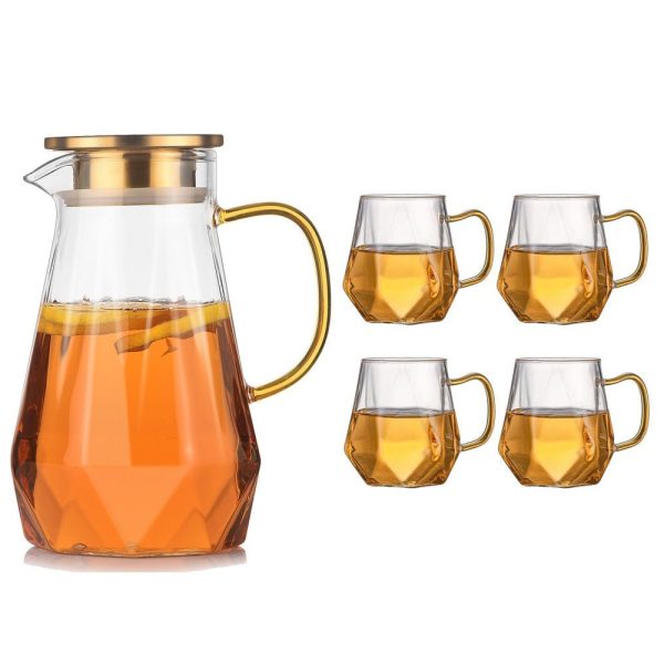 Drinksware Diamond Pattern Heatproof Glass Jug/Cups - Living Simply House