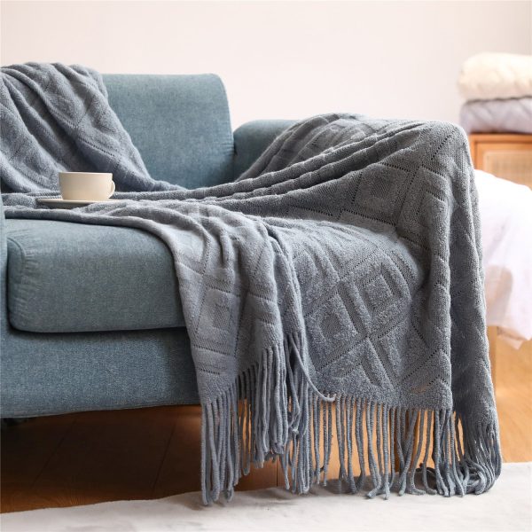 Blankets and Throws Geometric Knitted Blanket - Living Simply House