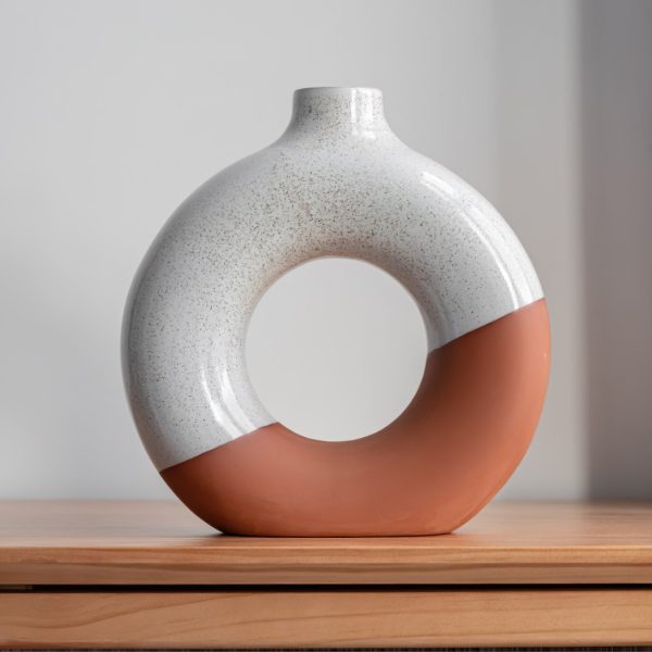 Vase Glazed Ceramic Donut Vase - Living Simply House