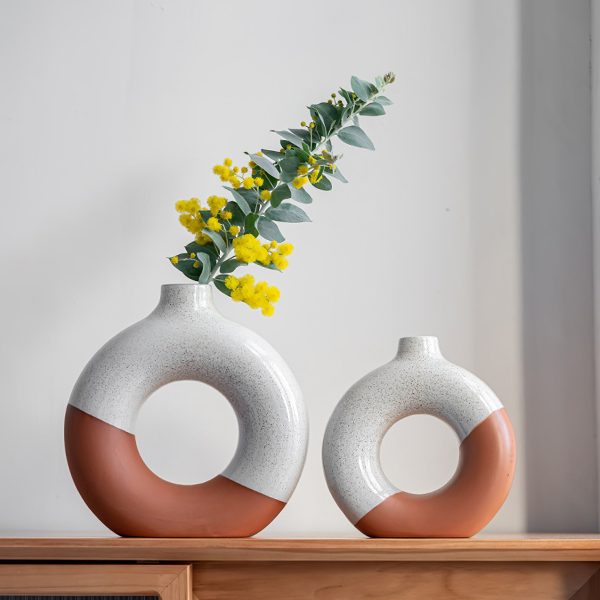 Vase Glazed Ceramic Donut Vase - Living Simply House