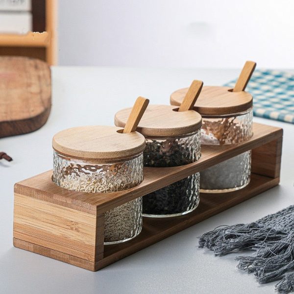 Kitchen Hammered Glass Storage Jar Set - Living Simply House