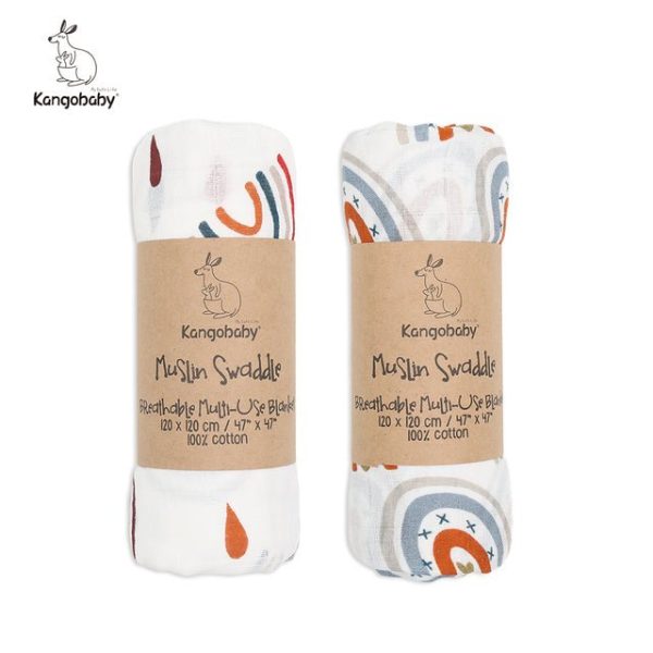 Children's Kangobaby 100% Cotton Muslin Swaddle (2pk) - Living Simply House