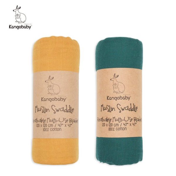 Children's Kangobaby 100% Cotton Muslin Swaddle (2pk) - Living Simply House