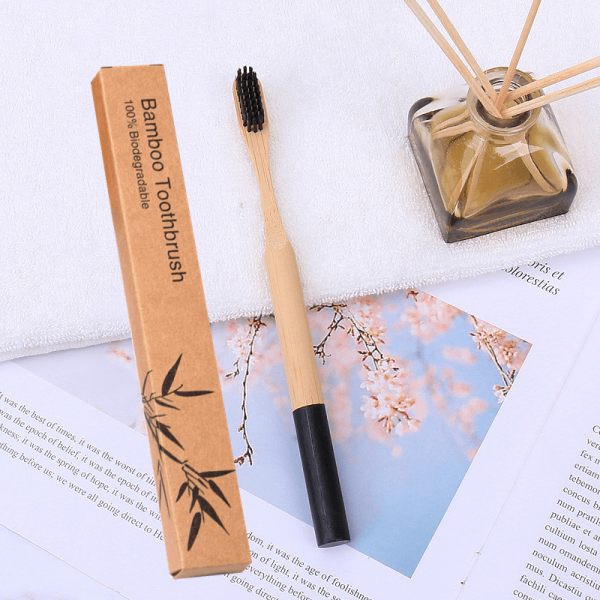 Hygiene Natural bamboo handle round bamboo toothbrush - Living Simply House