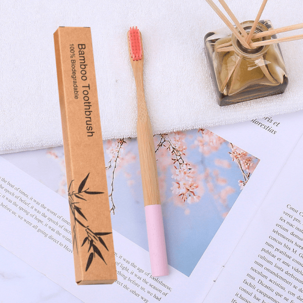 Hygiene Natural bamboo handle round bamboo toothbrush - Living Simply House