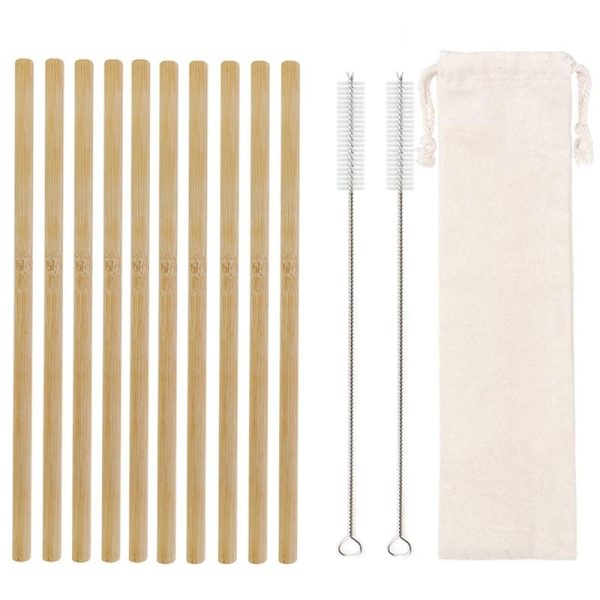 Drinksware Natural Organic Bamboo Straw Set (10pk) - Living Simply House