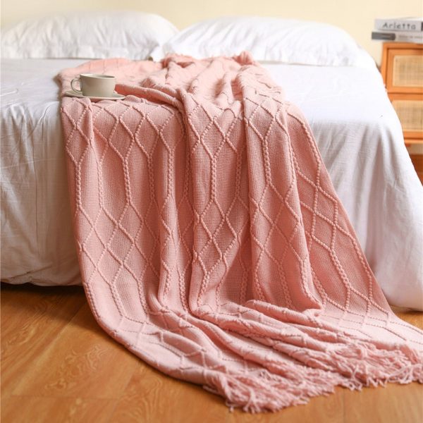 Blankets and Throws Nordic Knitted Diamond Blanket - Living Simply House