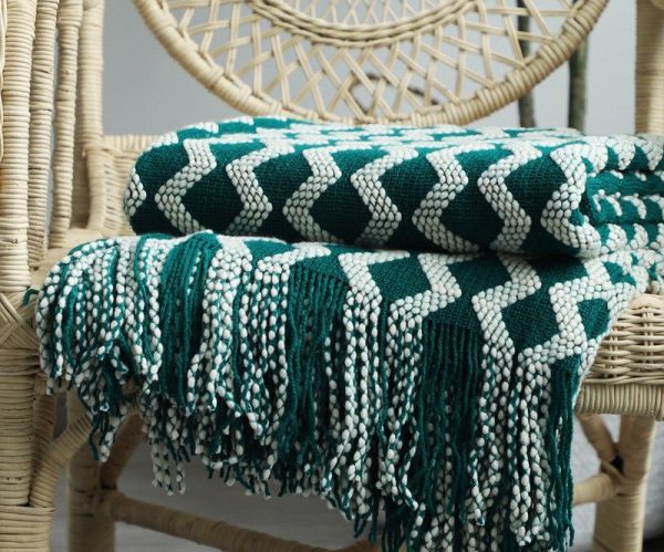 Blankets and Throws Nordic Two-Tone Knitted Blanket - Living Simply House