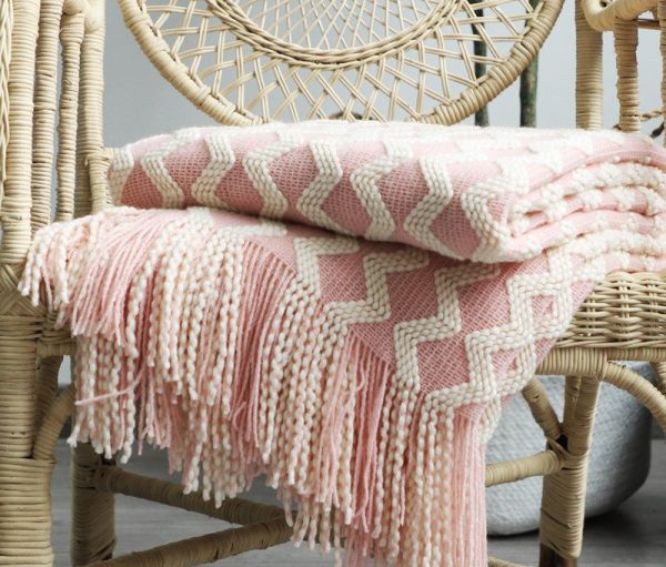 Blankets and Throws Nordic Two-Tone Knitted Blanket - Living Simply House