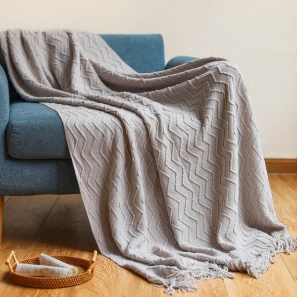 Blankets and Throws Nordic Zigzag Knitted Blanket - Living Simply House