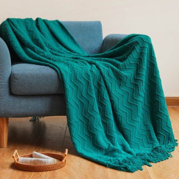 Blankets and Throws Nordic Zigzag Knitted Blanket - Living Simply House