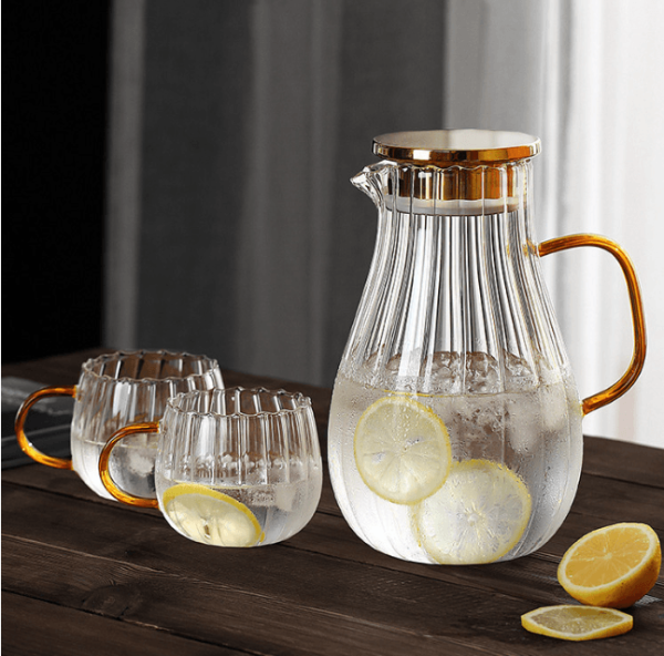 Drinksware Ridged Heatproof Glass Jug and Cups - Living Simply House