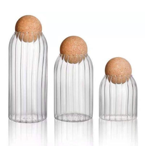 Kitchen Striped Cork Sealed Glass Jars - Living Simply House