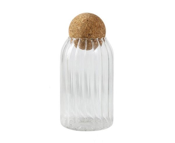 Kitchen Striped Cork Sealed Glass Jars - Living Simply House