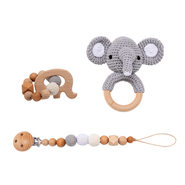 Children's Wooden Elephant Teethers Set - Living Simply House